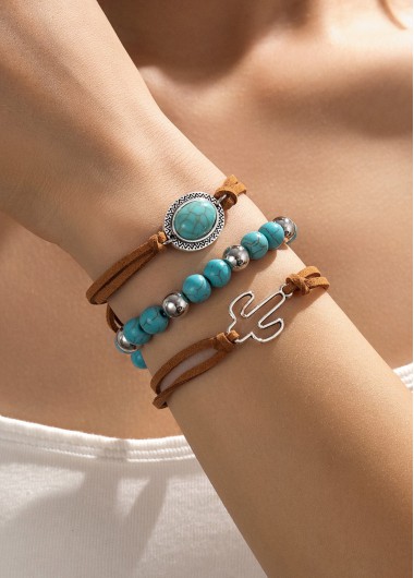 women clothes image of Blue Color Round Polyresin Detail Bracelets