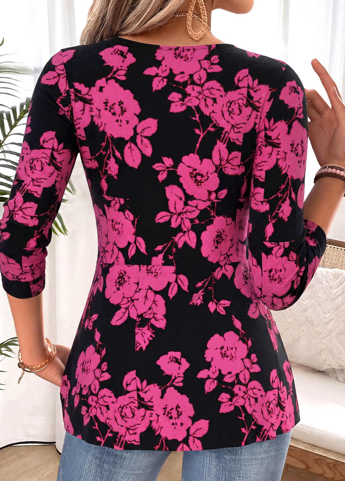 Valentine's Day Plus Size Hot Pink Twist T Shirt 2