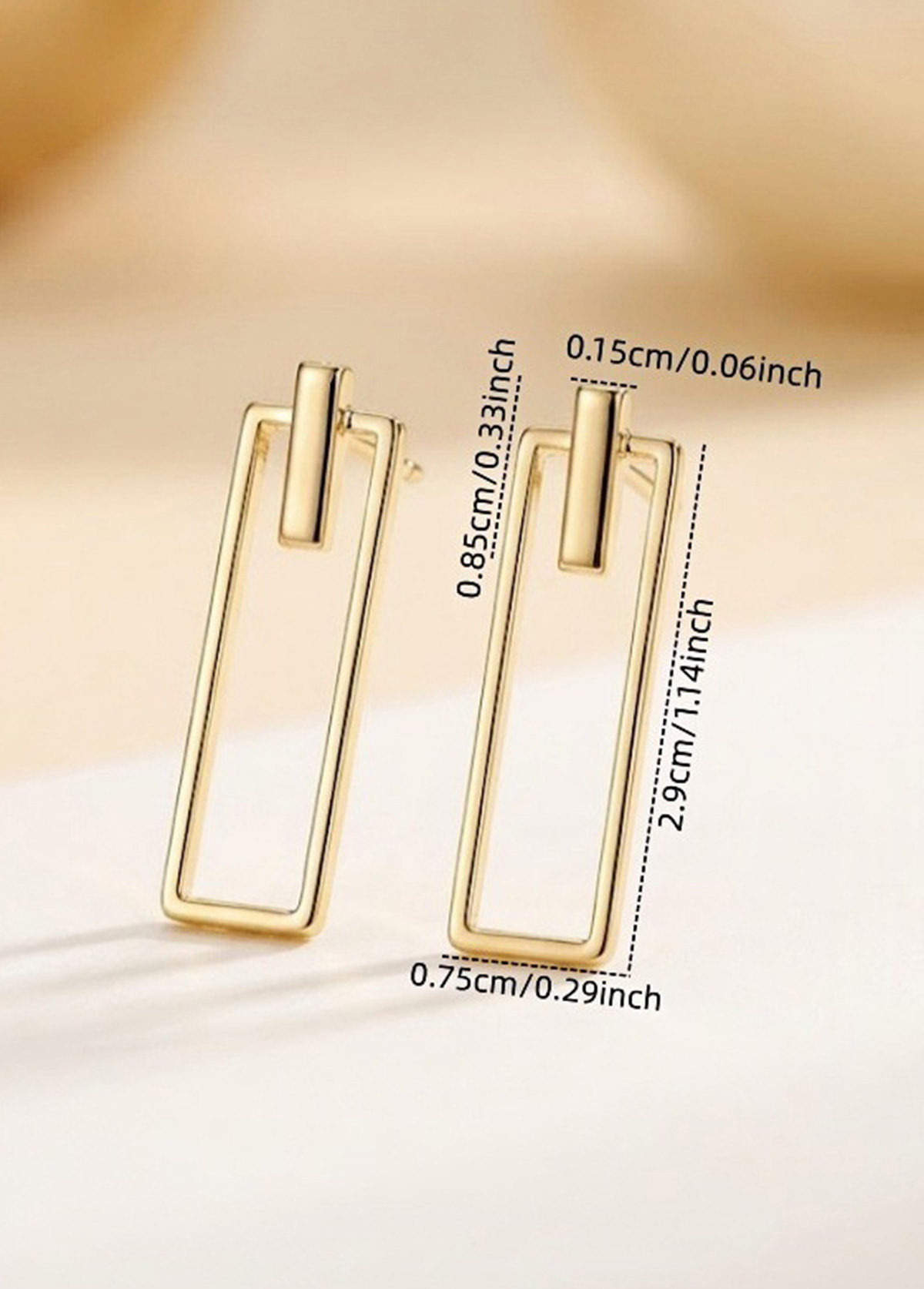 Golden Rectangle Alloy Earring for Women Fashion | picture 