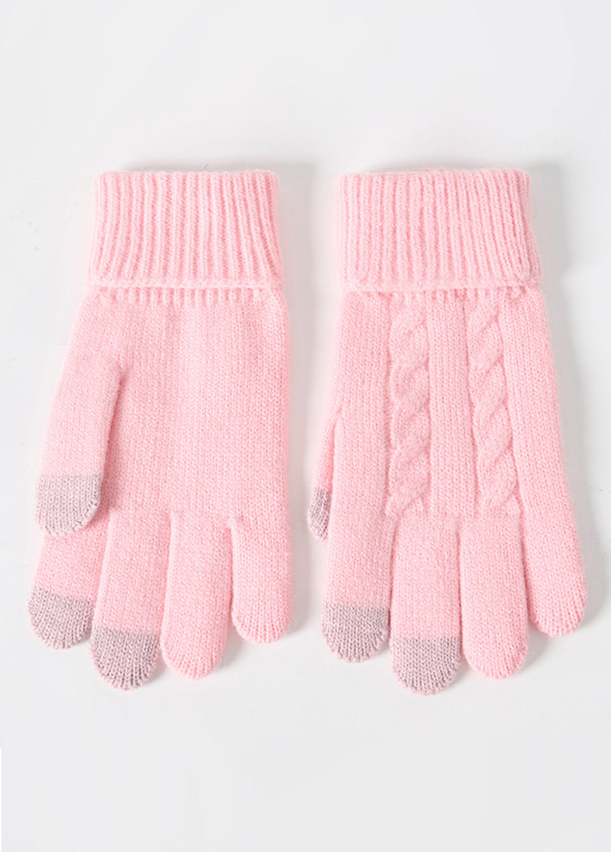 Pink Wrist Warming Full Finger Gloves 2