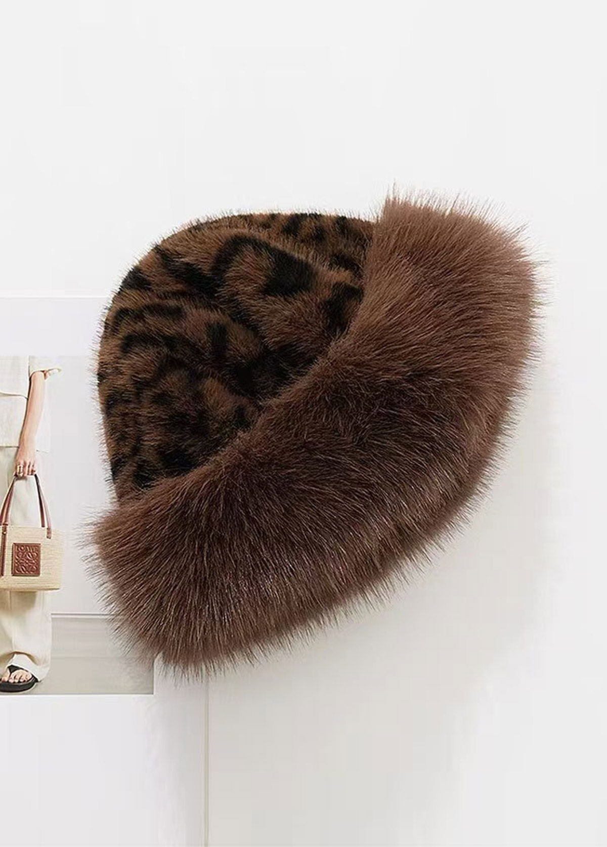 Dark Coffee Leopard Print Polyester Hat 2