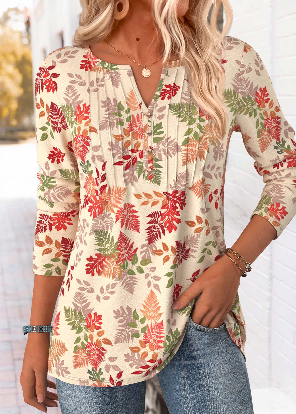Modlily Green Tummy Coverage Leaf Print T Shirt - XXL
