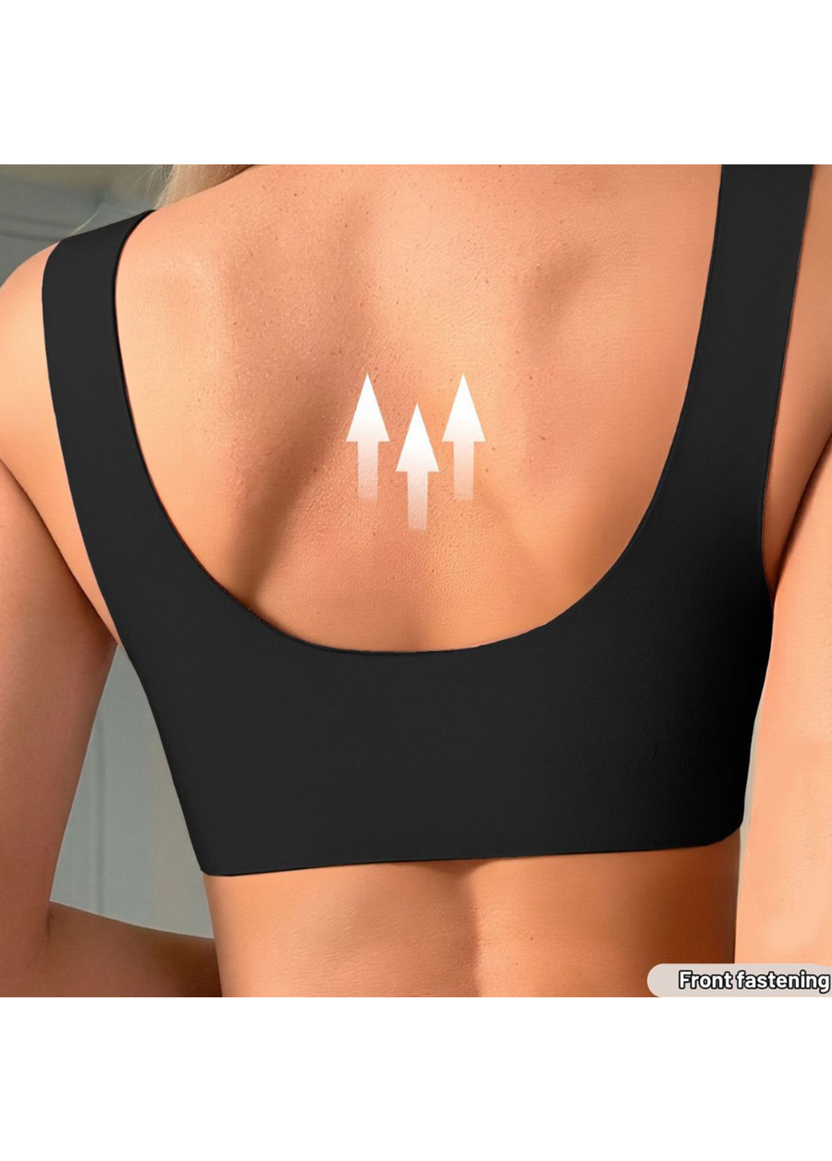 Black V Neck Nylon Spandex Wire Free Bra 2
