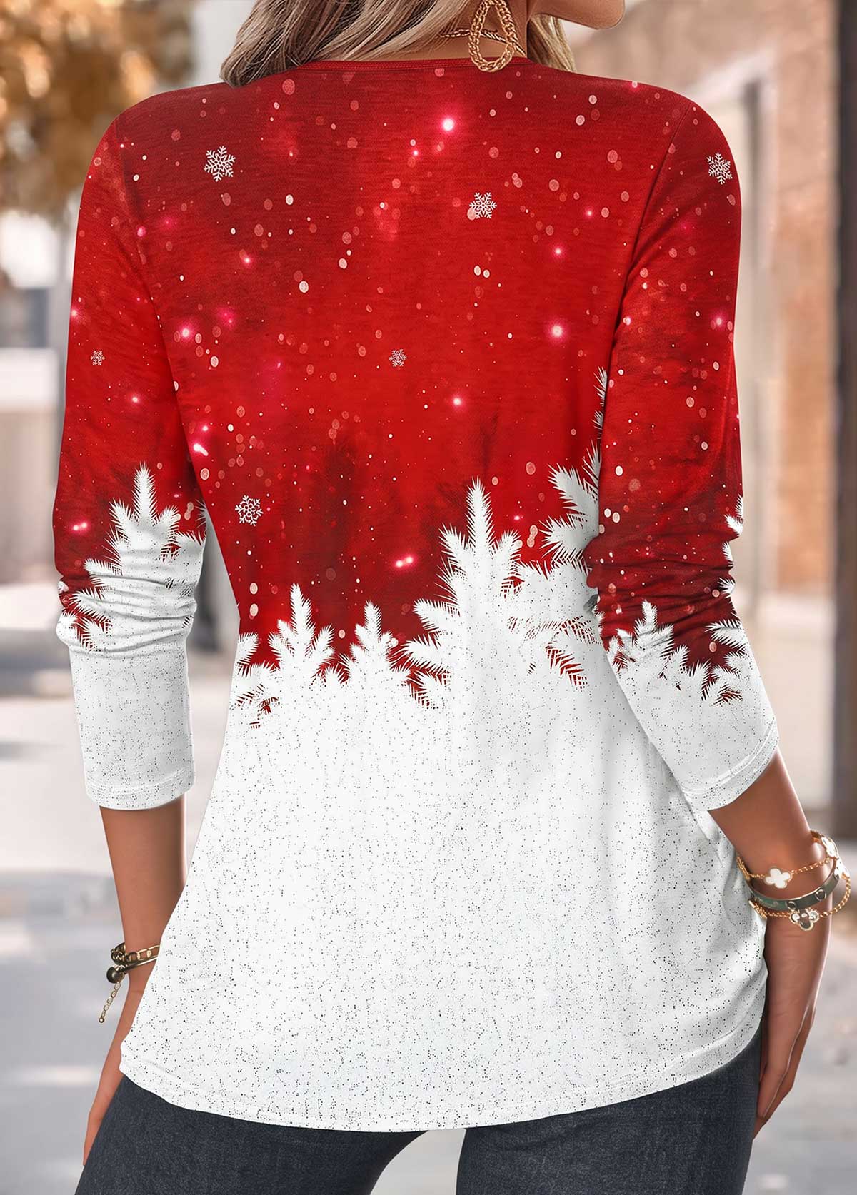 Christmas Red Tuck Stitch Long Sleeve T Shirt 2