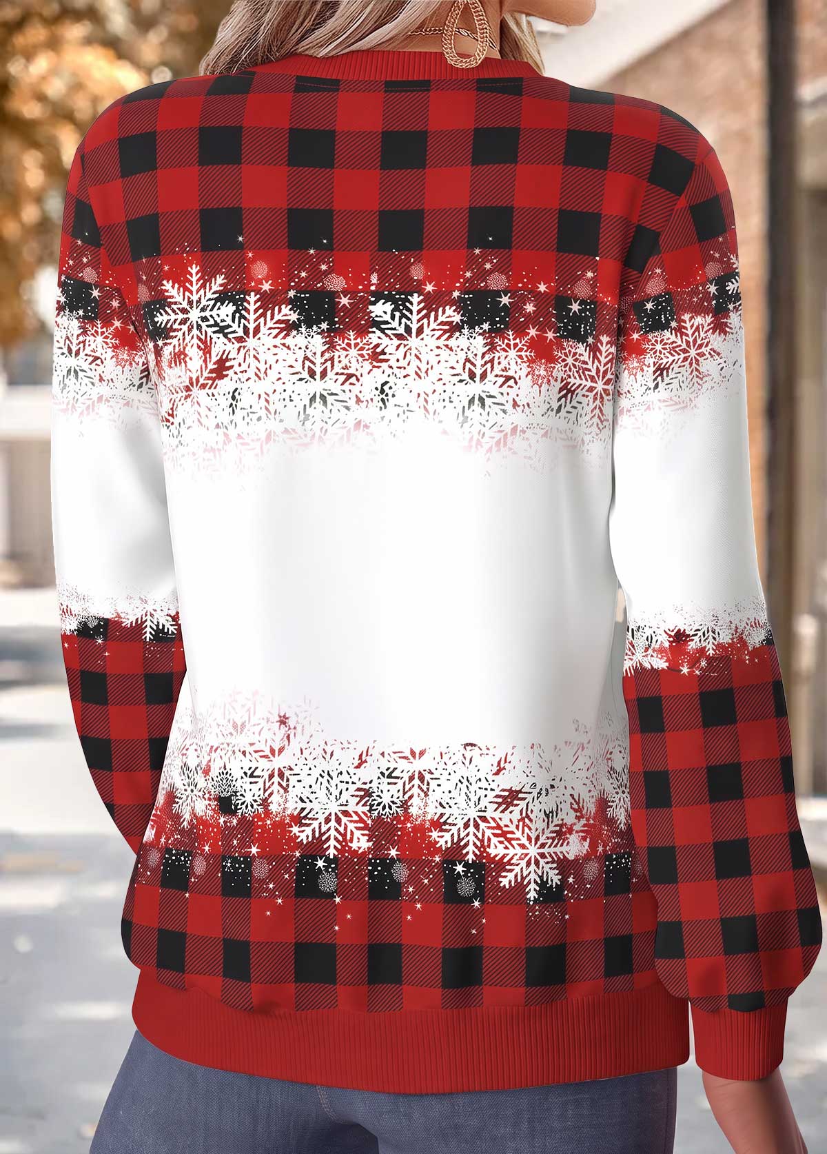 Christmas Red Tummy Coverage Long Sleeve Round Neck Sweatshirt 2