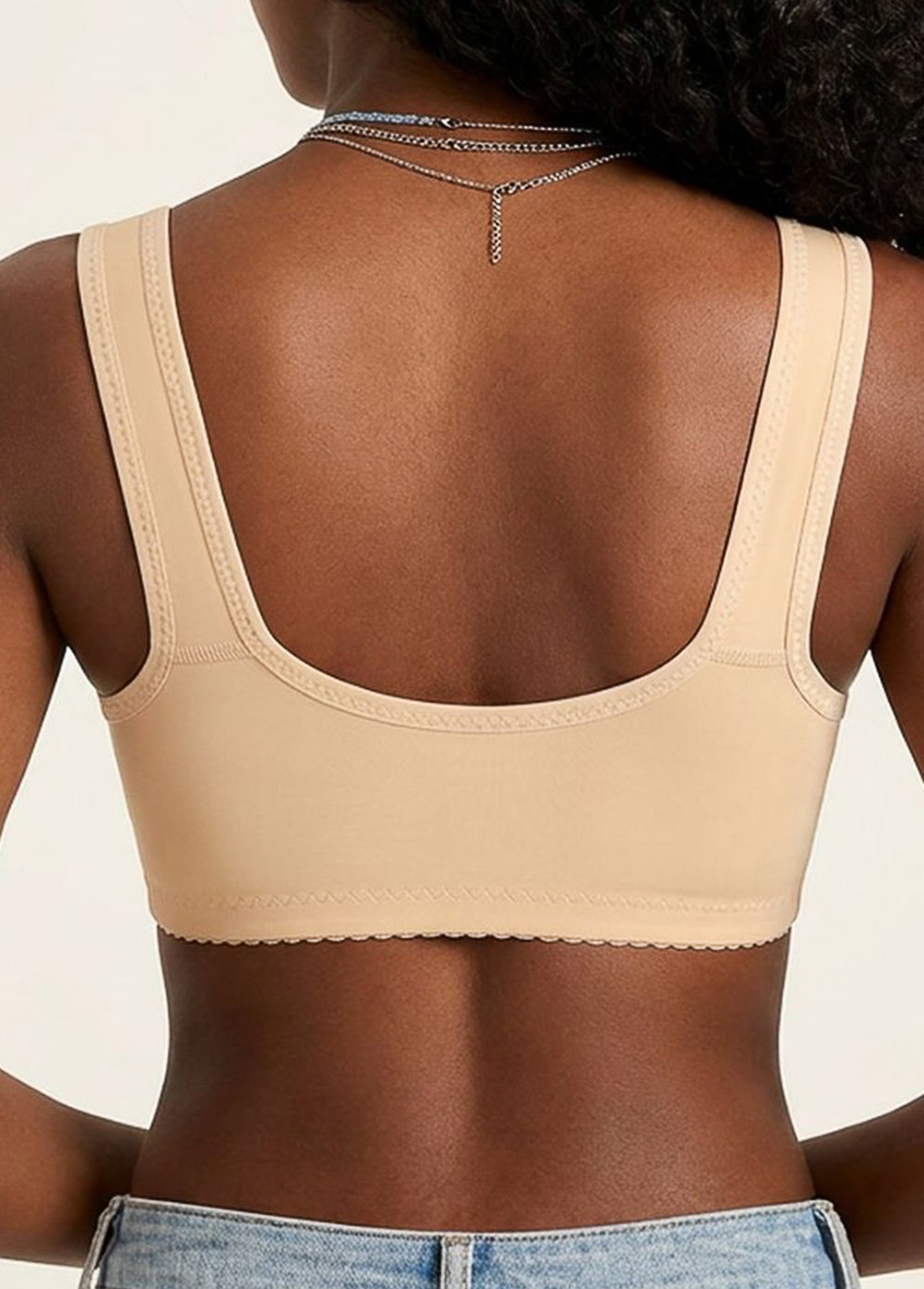 Champagne Color Push-up V Neck Design Bra 2
