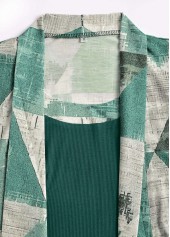 Sage Green Geometric Print Fake Two Piece Twinset 3