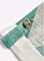 Sage Green Geometric Print Fake Two Piece Twinset 4