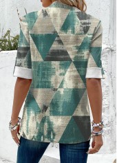 Sage Green Geometric Print Fake Two Piece Twinset 2