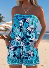 Navy Ruched Floral Print One Piece Swimwear | thumb picture 