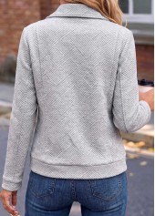 Light Grey Patchwork Long Sleeve Lapel Jacket | thumb picture 
