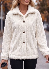 White Tummy Coverage Long Sleeve Turn Down Collar Coat | thumb picture 