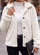 White Tummy Coverage Long Sleeve Turn Down Collar Coat | thumb picture 