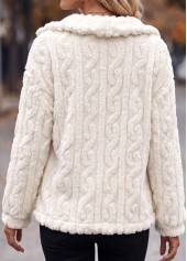 White Tummy Coverage Long Sleeve Turn Down Collar Coat | thumb picture 