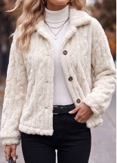 White Tummy Coverage Long Sleeve Turn Down Collar Coat