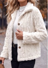 White Tummy Coverage Long Sleeve Turn Down Collar Coat | thumb picture 