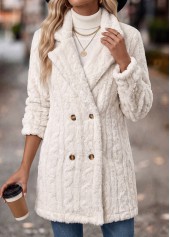 White Tummy Coverage Long Sleeve Turn Down Collar Coat | thumb picture 