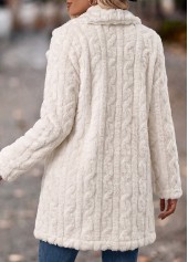 White Tummy Coverage Long Sleeve Turn Down Collar Coat | thumb picture 