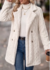 White Tummy Coverage Long Sleeve Turn Down Collar Coat | thumb picture 