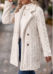 White Tummy Coverage Long Sleeve Turn Down Collar Coat | thumb picture 