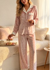 Dusty Pink Long Sleeve Lounge Top and Pants 3