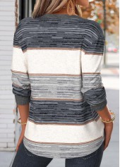 Dark Grey Marl Striped Tummy Coverage Long Sleeve Sweatshirt | thumb picture 
