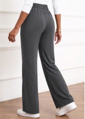 Dark Grey Straight Leg Elastic Waist High Waisted Pants | thumb picture 