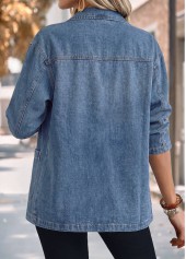 Blue Patch Pocket Long Sleeve Lapel Coat | thumb picture 
