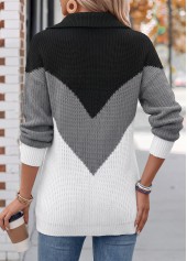 Black Tummy Coverage Long Sleeve Turn Down Collar Sweater | thumb picture 