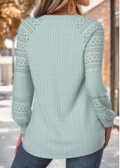 Green Button Long Sleeve Round Neck Sweatshirt | thumb picture 