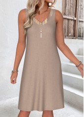 Plus Size Light Camel Marble Print Dress and Cardigan | thumb picture 