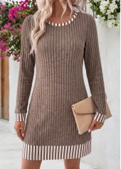 Gray Brown Short Tummy Coverage Long Sleeve Dress | thumb picture 