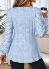 Light Blue Layered Long Sleeve Round Neck T Shirt | thumb picture 