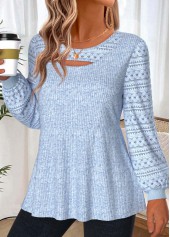 Light Blue Layered Long Sleeve Round Neck T Shirt | thumb picture 