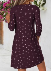 Dark Purple Floral Print Short Tuck Stitch Dress | thumb picture 