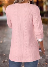 Light Pink Plaid Long Sleeve Fake Two Piece Twinset | thumb picture 