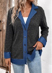 Black Tummy Coverage Long Sleeve Lapel Coat | thumb picture 