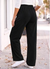 Black Straight Leg Elastic Waist High Waisted Pants | thumb picture 