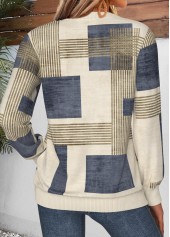 Multi Color Geometric Print Tummy Coverage Long Sleeve Sweatshirt | thumb picture 