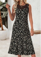 Black Ditsy Floral Print Two-piece Dress and Cardigan 4