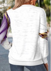 Purple Geometric Print Zipper Long Sleeve Round Neck Sweatshirt | thumb picture 