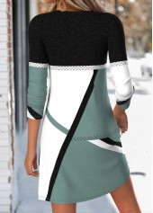 Sage Green Geometric Print Short Tummy Coverage Dress | thumb picture 