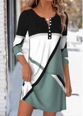 Sage Green Geometric Print Short Tummy Coverage Dress | thumb picture 