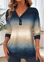 Multi Color Ombre Tummy Coverage Long Sleeve Sweatshirt