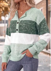 Mint Green Striped Tummy Coverage Long Sleeve Sweatshirt | thumb picture 