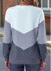Dusty Blue Zipper Long Sleeve Sweatshirt | thumb picture 