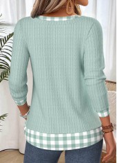 Green Plaid Fake 2in1 Long Sleeve T Shirt | thumb picture 