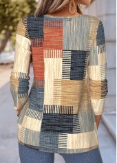 Multi Color Geometric Print Tuck Stitch T Shirt | thumb picture 