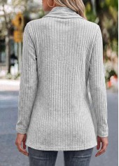 Light Grey Button Long Sleeve Coat 2