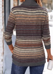 Dark Grey Multi Stripe Print Double Side Pockets Sweatshirt 2